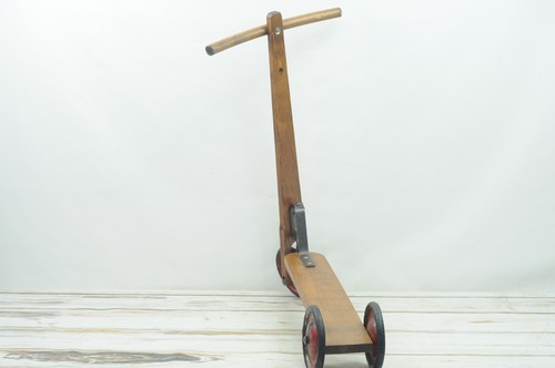 Vintage Wood And Metal Childs Scooter Vero Stepke? Decor Original Condition - Picture 10 of 12