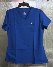 V-Neck Scrub Top Pockets Light Stretch 20  P2P 27  Length Ladies Medium Orig 24