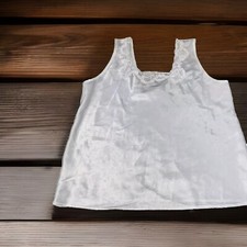 1990  s Escapades White Silky Chemise Top Women  s Sz M Sleeveless Vintage Cami