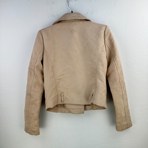 Lauren Conrad Runway Jacket Women 8 Blush Faux Suede Motor Biker Full Zip Travel - Picture 2 of 8