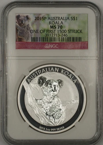 2015P First 1500 Struck Australia Koala Silver Dollar Coin NGC MS-70 Perfect GEM