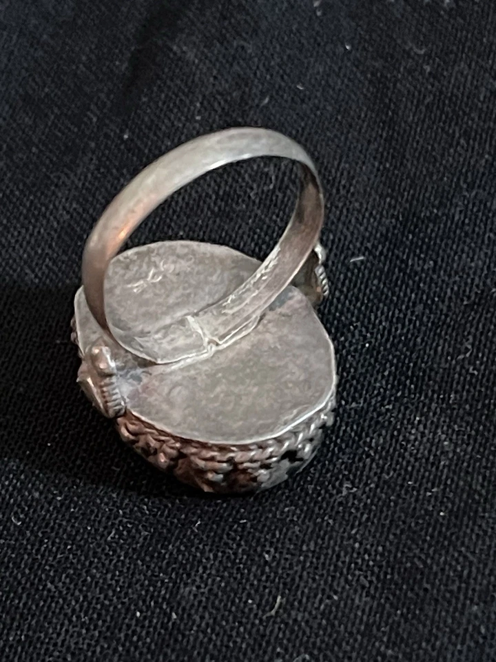Anello in Argento anni 40 con Onice Nero - Immagine 3 di 4
