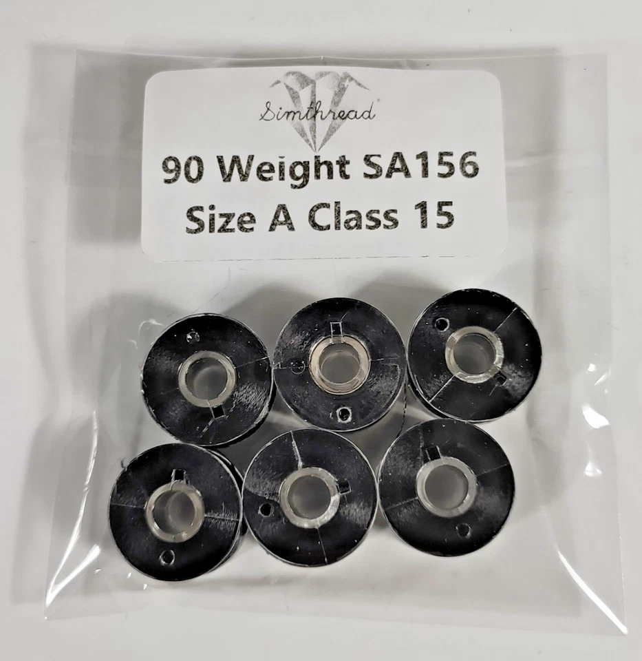 90WT White Black Prewound Bobbin Size A Class 15 Polyester Brother SA156 6 or 12 - Image 4 of 4