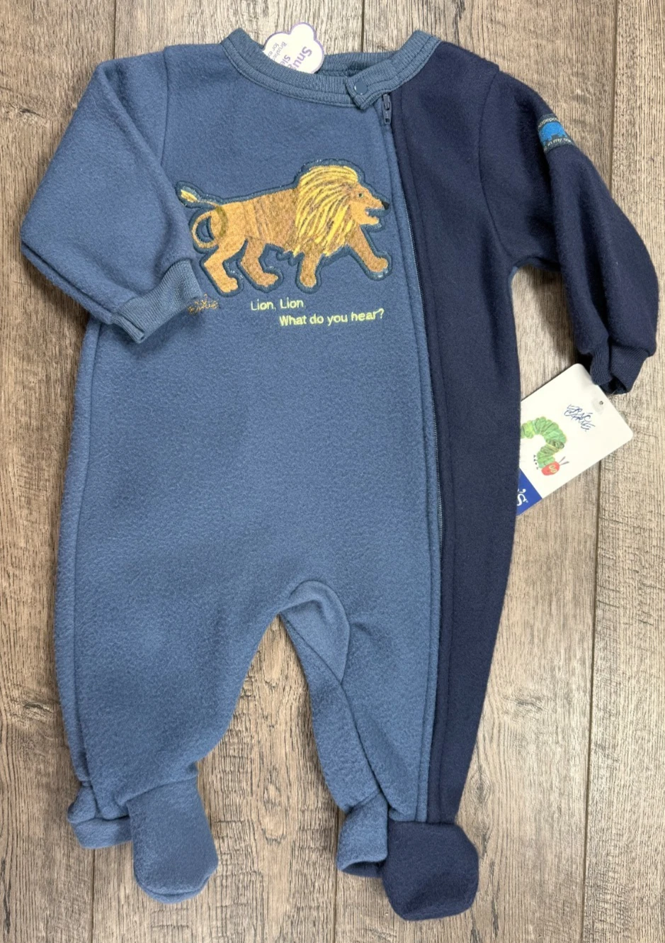 Baby Boy Clothes New Vintage Carter's 0-6 Month Blue Lion Fleece Eric Carle