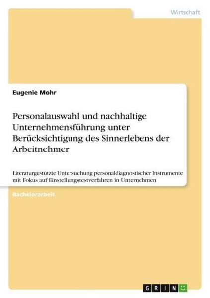 Personalauswahl Und Nachhaltige UnternehmensfüHrung Unter BerüCksichtigung Des S-image
