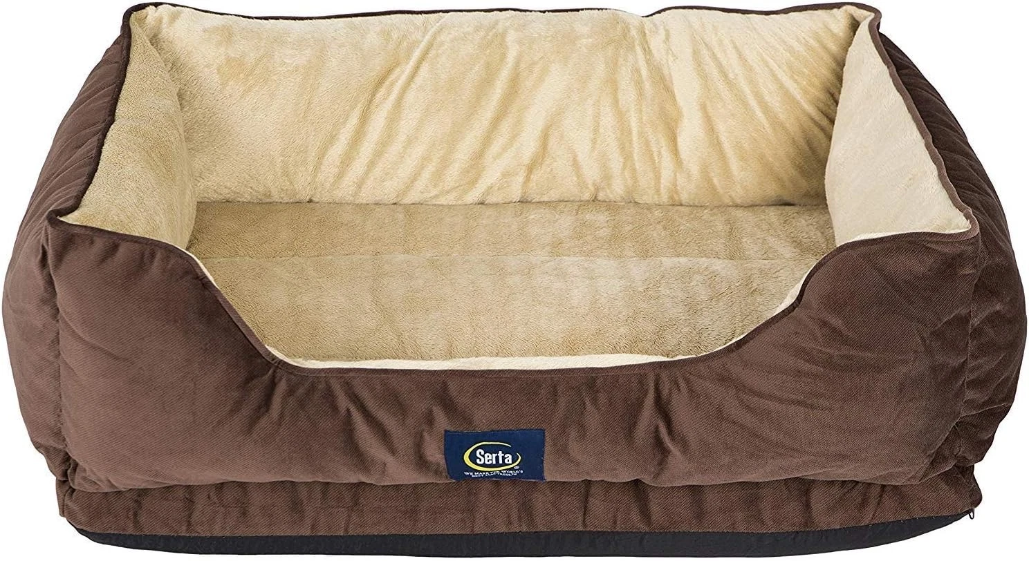Serta Orthopedic Cuddler Dog Bed for Pets – Chocolate Brown (Large)