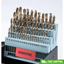 M35 Cobalt Drill Bit Set High Speed Steel 135  Split Point 1-60 Metal Holder New