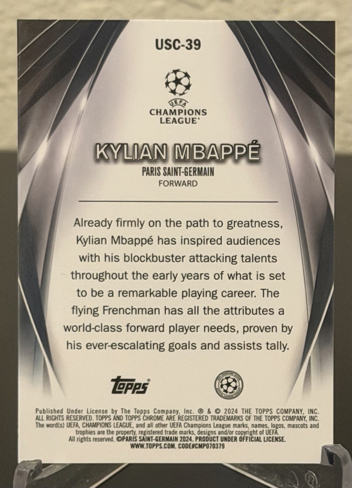 2023-24 Topps Chrome KYLIAN MBAPPE Ultimate Stage Paris Saint-Germain #USC-39 view 2