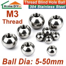 Solid Stainless Steel Half-Hole Balls Dia 5-50mm With M3 Thread Blind Hole Ball