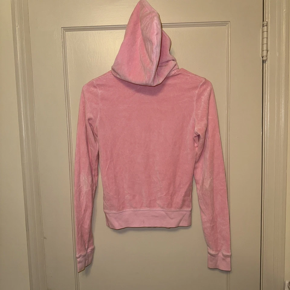 Y2K Vintage Juicy Couture Women’s Pink Velour Hoodie Jacket Size S - Image 3 of 3