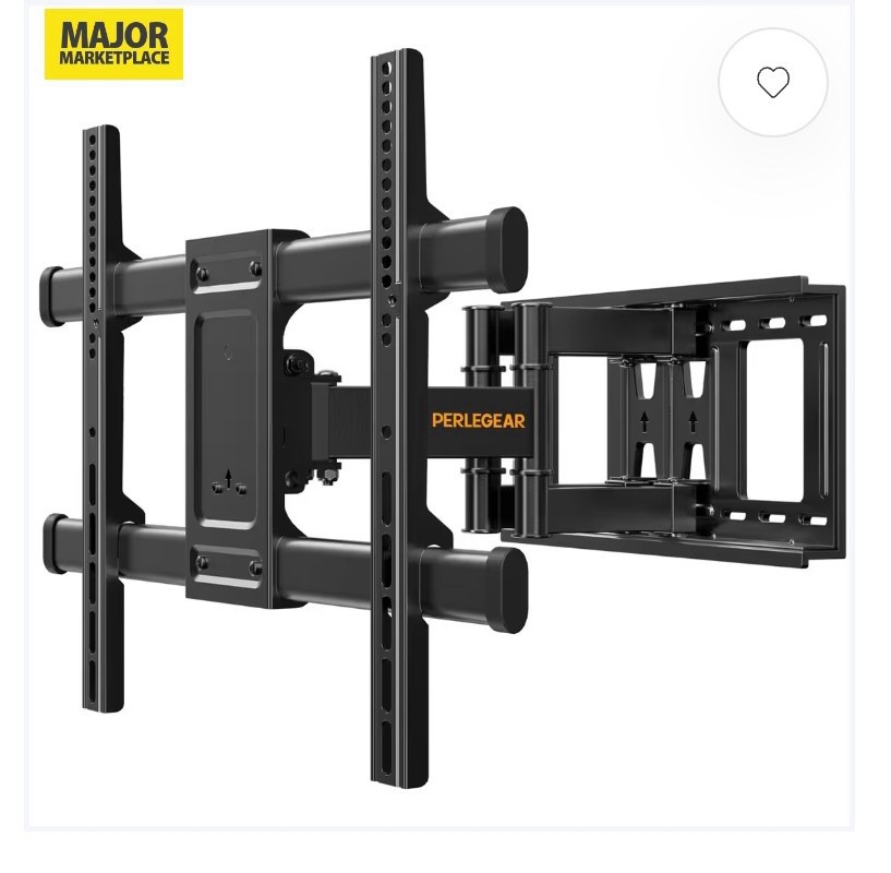 Perlegear TV Wall Bracket for 37-84 Inch Flat/Curved TVs up to 60kg, Swivel Tilt