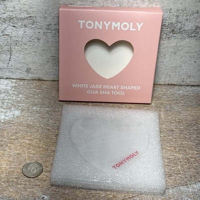 Tony Moly White Jade Heart Shape Gua Sha Tool Handheld White 3''x3'' Brand New