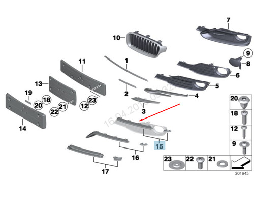 BMW 3 F35 Stoßstange vorne rechts Lufteinlass Finisher Blende 51117287852 2015 NeuOriginal