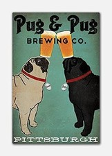 Black Fawn Pug Dog Brewing Company Beer Tin Metal Signs Home D cor 8x12 Vintage