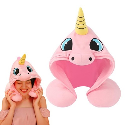 Hooded Pillow - Cozy Travel Companion for Sleep , Neck Comfort, Car Rides, Ai...