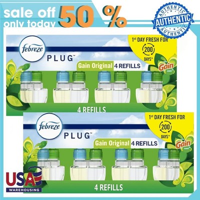 (2 pack) Febreze Plug In Air Freshener Scented Oil Refill Gain, 4 Count