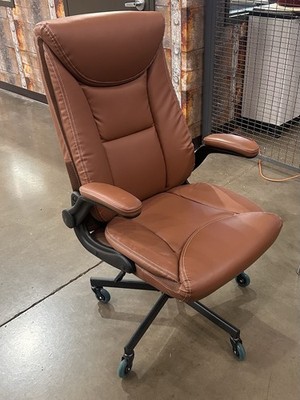 Office Chair PU Leather Brown High Back Modern Executive Computer Desk Chairs