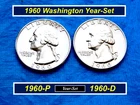 1960 "BU" YEAR-SET ➳  "1960-P & D" Quarters ➳ 2 Coins ➳ Blazing Luster ➳ 260ysa