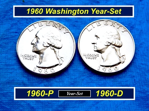 1960 "BU" YEAR-SET ➳  "1960-P & D" Quarters ➳ 2 Coins ➳ Blazing Luster ➳ 260ys