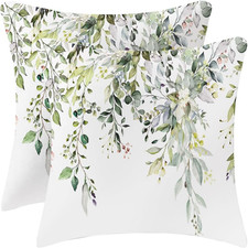Velvet Floral Spring Pillow Covers 18 x 18 Inch Set of 2 Vintage Wild Flowers De