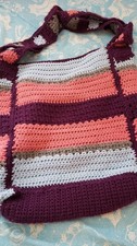 Large CROCHET TOTE BAG Shoulder Straps HANDMADE market groceries storage 20 x 17