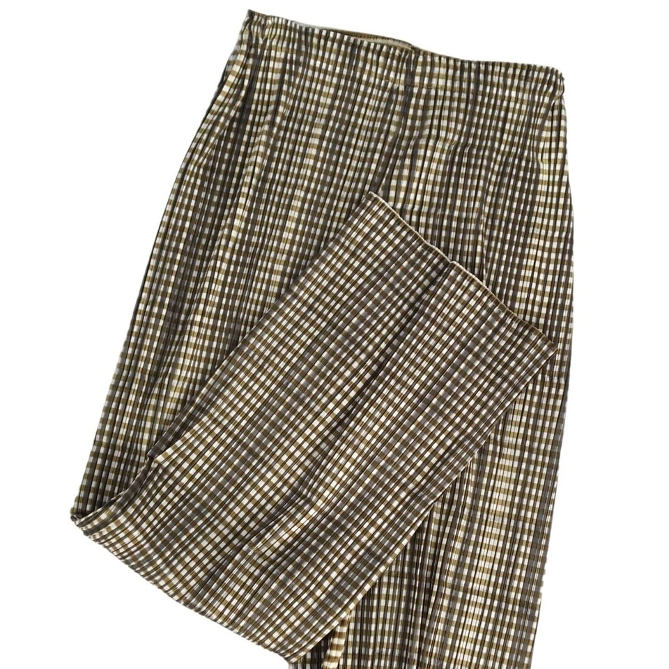 Pantalones largos para mujer Issey Miyake Pleats Please cuadros caqui talla M nuevos Foto 3 de 4