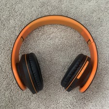 Orange Black Over-Ear Headphones Headband Double Earpieces Ear-Cup Over the Ear