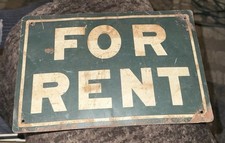 For Rent Green Metal Sign Vintage 10x6.5