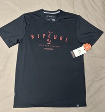 Rip Curl Search Series Black Rashguard UPF50 Performance SS Medium