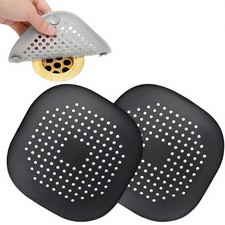 Silicone Shower Drain Hair Catcher 2 Pack, Anti-Clog Drain Cover with Suction...