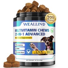 25-in-1 Dog Supplement with Glucosamine, Probiotics, for Joints  More