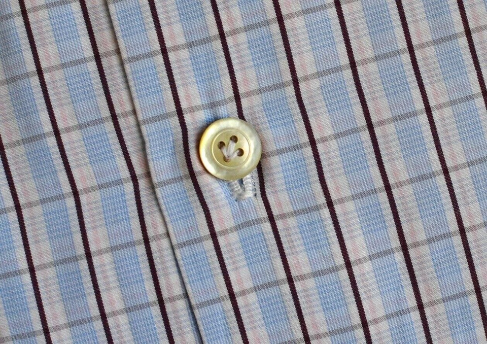 Camicia uomo KITON fatta a mano bianca a quadri slim taglia 15,75 nuova con etichette 600€ - Immagine 4 di 4