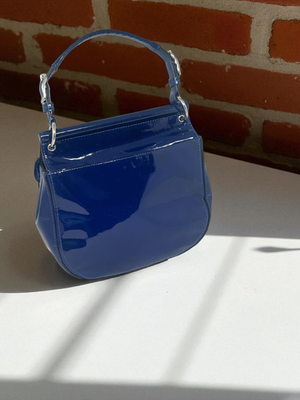 Coach Vintage Willis Midnight Royal Blue Patent Leather Bag Legacy