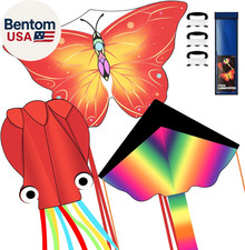 3 Pack Large Kites, Easy to Fly Large Butterfly, Giant Red Octopus  Colorful De