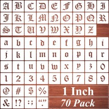 1 Inch Alphabet Letter Stencils for Painting - 70 Pack Old English Letter and...
