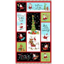 Extreme Santa Cute Christmas Holiday 24x44" Cotton Fabric Panel