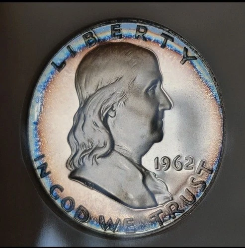 🌈 Rainbow Toned✨ NGC Soapbox CAMEO PF66 Franklin 1962 50C  Proof Half Dollar