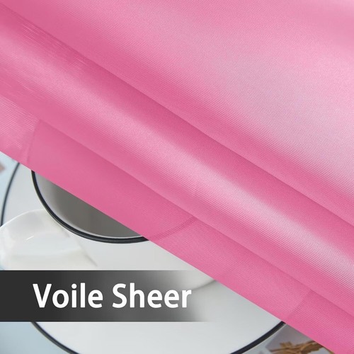 Solid Sheer Rod Pocket Curtain Voile Draperies 2 Panels White Beige Black Grey C - Picture 6 of 11