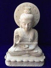 Marble Idol Buddha Statue Handmade Collectible Art Religious Gift Decor H4665
