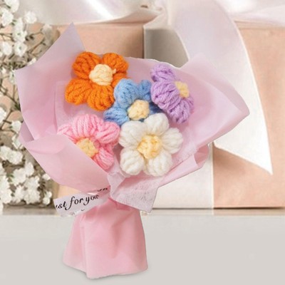 Muorruo Gehäkelter Blumenstrauß - Handgewebte Glockenorchidee Als Tischdekoration