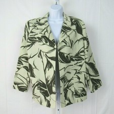 VTG 1990s LINDA ALLARD ELLEN TRACY SIZE 12 COTTON CANVAS JACKET GREEN LEAVES