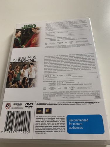 Little Miss Sunshine & Juno DVD Region 4 VGC - Picture 2 of 2