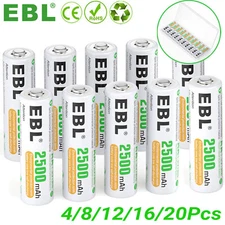 EBL 4-20x 1.2V Rechargeable AA Batteries 2500mAh NIMH Double A Battery lot