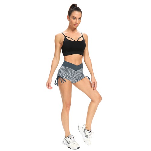 Hochtaillierte Damen-Yoga-Shorts Liegehose Beute Fitness grau Freizeit Boyshorts - Bild 8 von 13