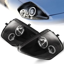 Black Headlights For 2000-2005 Mitsubishi Eclipse Halo Dual Projector Front Lamp