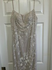 Designer gown soft pink beaded with wrap
