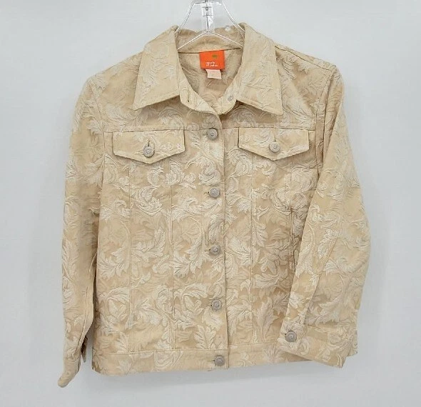 Chaqueta Hearts of Palm Damasco Cachemira en Tostado/Marfil con Bordado Crema Talla 10 Foto 3 de 4