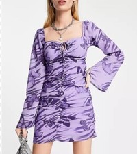 ASOS DESIGN keyhole mini dress with buttons size US 6