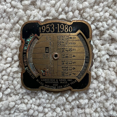 Vintage ANDERSON &amp; SONS, INC Westfield MA Brass Pocket Calendar  1953-1980 | eBay