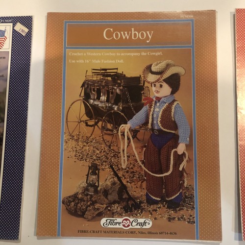 3 Fibre-Craft Booklets Crochet Patterns:Northern Officer, Cowboy and Betsy Ross - Picture 3 of 4